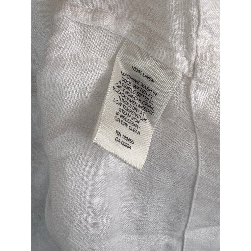 Lord & Taylor Linen Top L White Coastal Prep Capsule Travel Resort - Picture 3 of 4